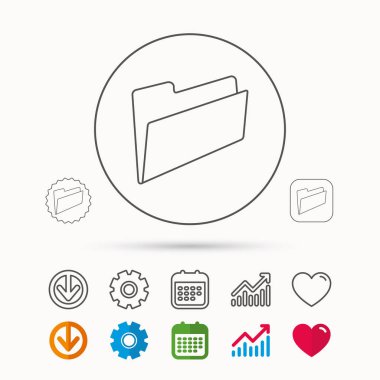 Klasör simgesi. Muhasebe denetim işareti.