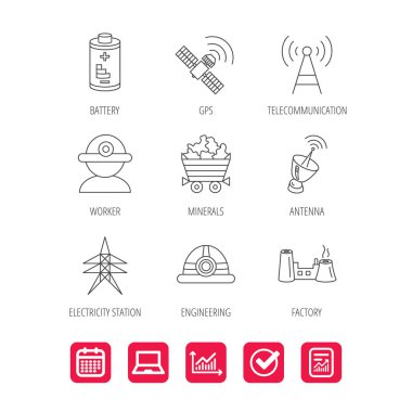 İşçi, mineraller ve mühendislik dümen simgeleri.