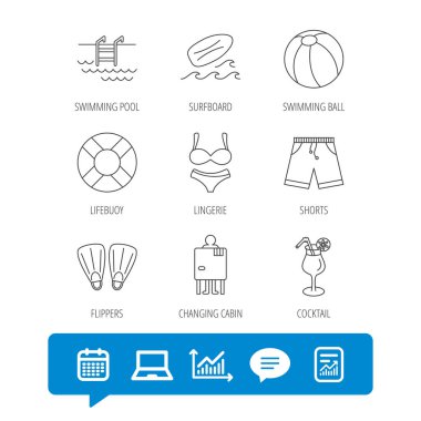 Sörf tahtası, Yüzme Havuzu ve gövdeleri simgeler.