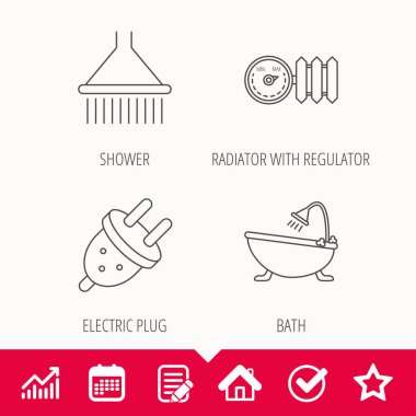 Duş, banyo ve elektrik simgeler takın.