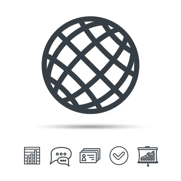 Icône Globe. Signe mondial ou internet . — Image vectorielle
