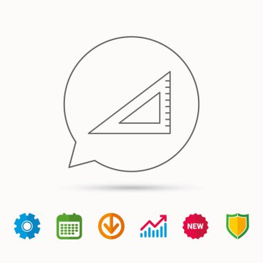 Üçgen cetvel simgesi. Yeşilaycı işareti.