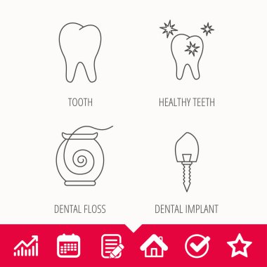Diş, sağlıklı dişler ve diş implantı simgeler.