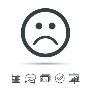 Üzgün smiley simgesi. Kötü geribildirim işareti.