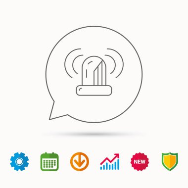 Siren çalar simgesi. Uyarı yanıp sönen ışık işareti.