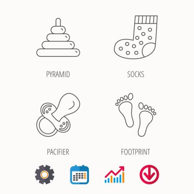 Ayak izi, emzik ve çorap simgeleri.