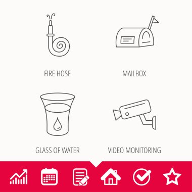 Posta kutusu, video izleme ve yangın simgeler hortum.