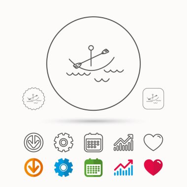 Dalgalar simgesine Kayak. Tekne veya işareti rafting.