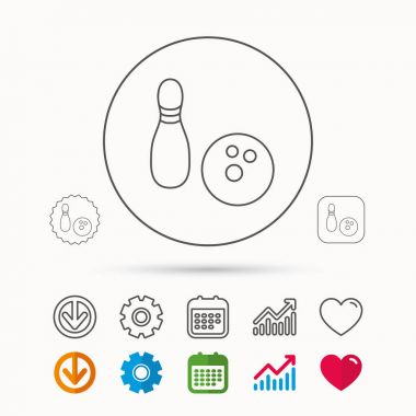 Bowling simgesi. Skittle veya PIN topu işareti ile.