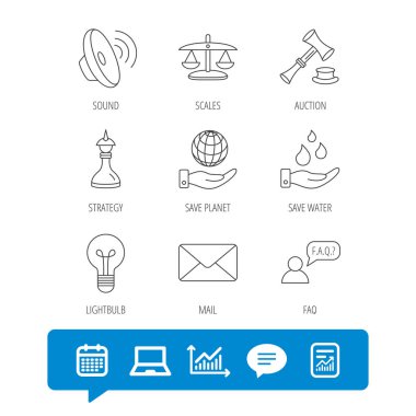 Strateji, açık artırma ve ölçekler adalet simgeler.