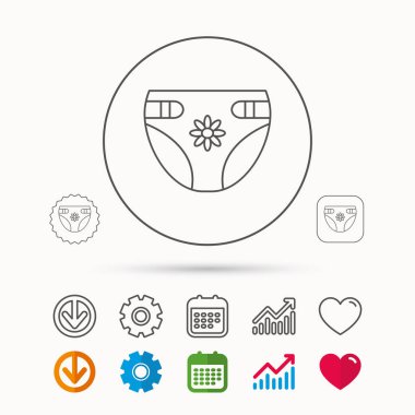 Çiçek simgesi ile bebek bezi. Çocuk iç çamaşırı işareti.