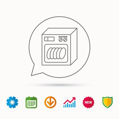 Bulaşık makinesi simgesi. Mutfak aletleri işareti.