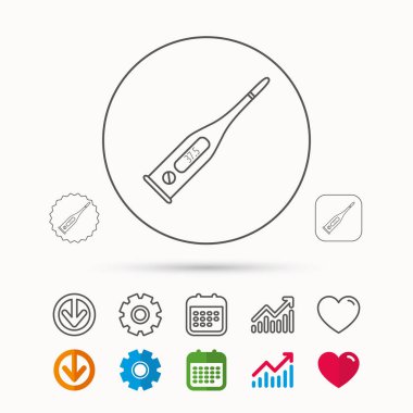 Elektronik termometre simgesi. Ölçü aracı.