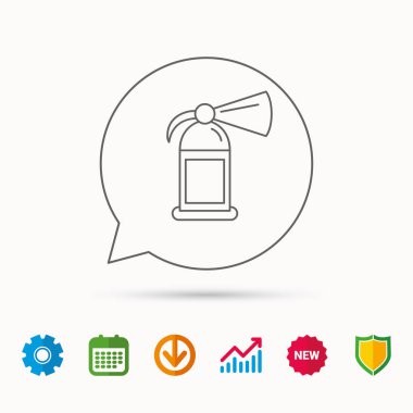 Yangın söndürücü simgesi. Alev koruma işareti.