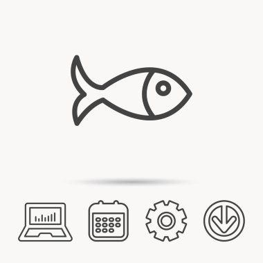 Balık simgesi. Deniz ürünleri işareti. Vejetaryen yiyecekler sembolü.