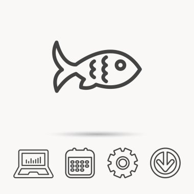 Balık simgesi. Deniz ürünleri işareti. Vejetaryen yiyecekler sembolü.