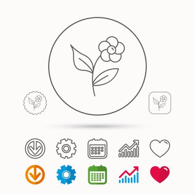 Yaprakları simgesiyle çiçek. Bitki ve yaprakları işaret.