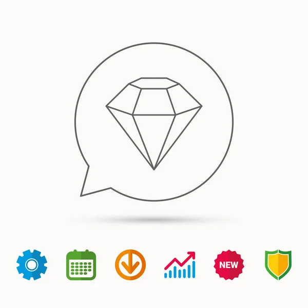 Diamant pictogram. Briljante edelsteen teken. — Stockvector