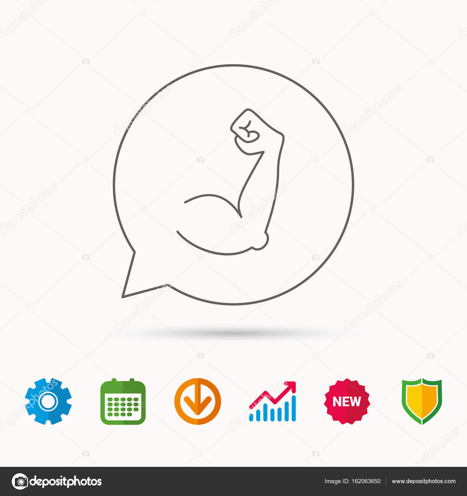 biceps muscle icon bodybuilder strong arm sign stock vector