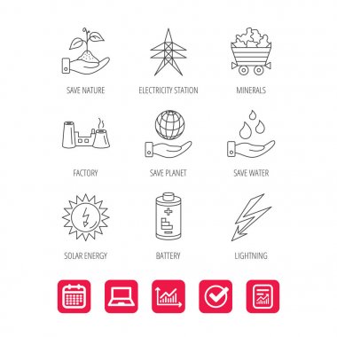 Doğa, gezegen ve su simgeleri kaydedin. Mineraller.