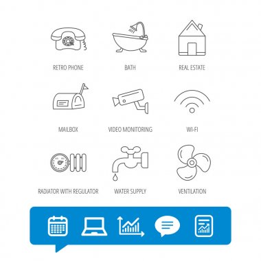 WiFi, video kamera ve posta kutusu simgeleri.