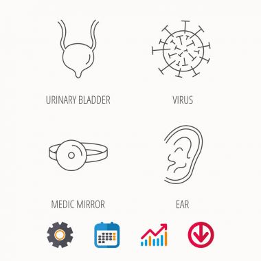 Virüs, idrar kesesi ve kulak simgeler.