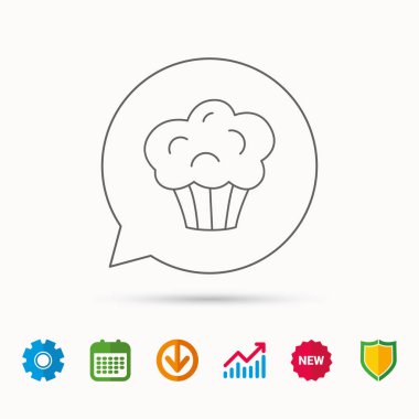 Muffin simgesi. Cupcake tatlı işareti.