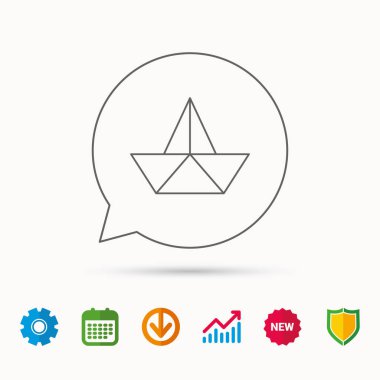 Kağıt tekne simgesi. Origami gemi işareti.