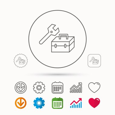 Onarım araç kutusu simgesi. İngiliz anahtarı anahtar işareti.