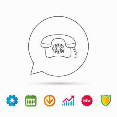 Retro telefon simgesi. Eski telefon işareti.