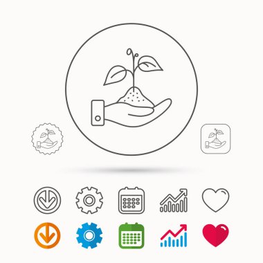 Doğa simge kaydetmek. El bitki Filiz işareti ile.