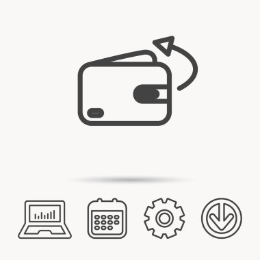 Para simgesi gönderin. Nakit cüzdan işareti.