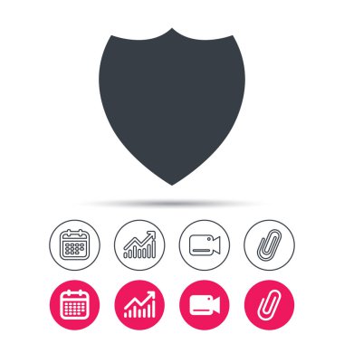 Kalkan koruma simgesi. Savunma ekipman işareti.