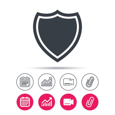 Kalkan koruma simgesi. Savunma ekipman işareti.