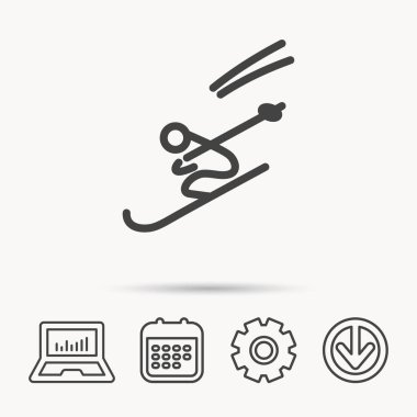 Kayak simgesi. Kayak atlama aşırı spor işareti.