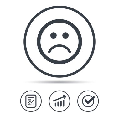 Üzgün smiley simgesi. Kötü geribildirim işareti.