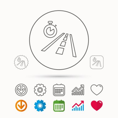 Seyahat saat simgesini. Zamanlayıcı işareti olan yol.