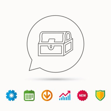 Hazine sandığı simgesi. Korsan hazine işareti.