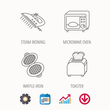 Mikrodalga fırın, tost makinesi- ve ekmek kızartma makinesi simgeleri.