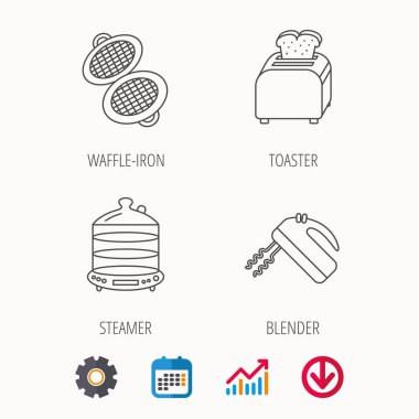 Tost makinesi, ekmek kızartma makinesi ve blender simgeleri.