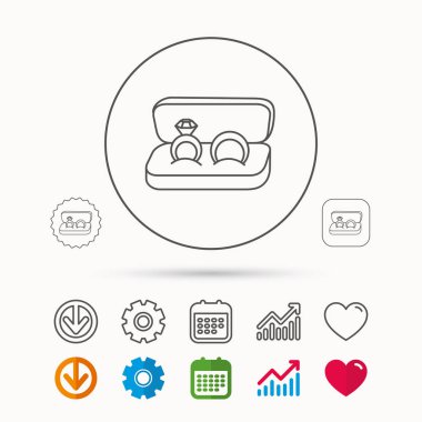 Alyans simgesi. Takı ile elmas işaret.