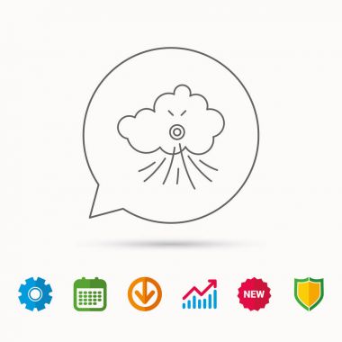 Rüzgar simgesi. Fırtına işaretiyle bulut.