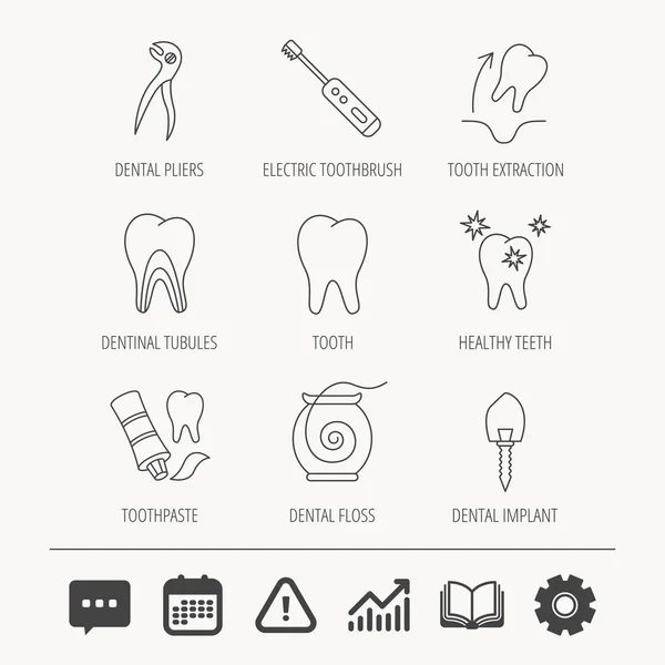 Ekstrakcja zęba, elektryczna szczoteczka do zębów ikony. — Wektor stockowy