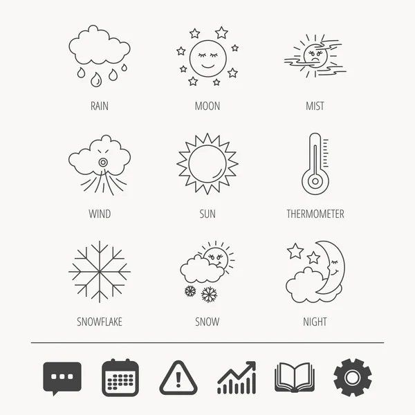 Weather, sun and rain icons. Moon night. — Stock Vector