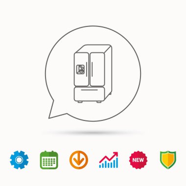 Amerikan buzdolabı simgesi. Buzdolabı buz işareti ile.