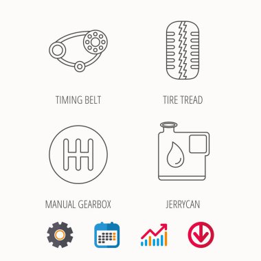 Tekerlek, manuel şanzıman ve zamanlama kemer simgeler.