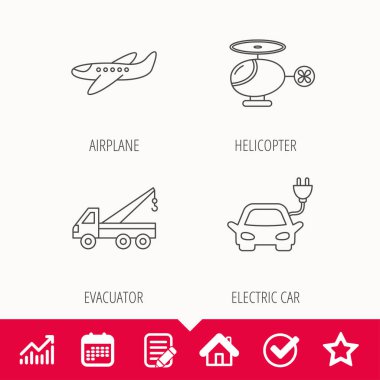 Elektrikli Araba, uçak ve helikopter işaretleri.