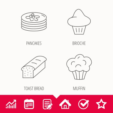 Krep, börek çörek ve tost simgeler ekmek.