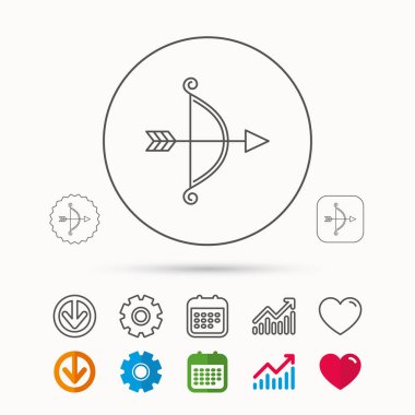 Ok simgesi ile yay. Sevgililer silah işareti.