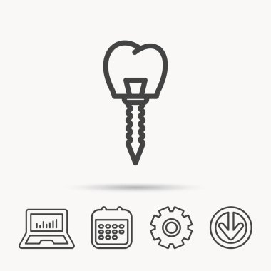 Dental implant simgesi. Ağız protez işareti.